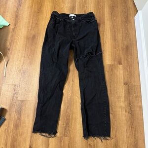 Distressed Black Denim Jeans Abercrombie The '90s Relaxed High Rise curve love